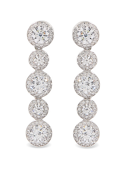 Bezel Drop Earrings, 14K White Gold & Cubic Zirconia