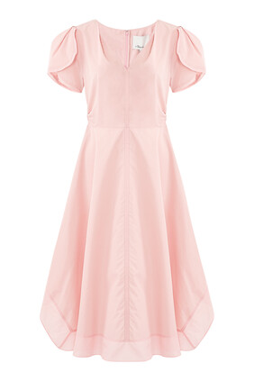 Tulip Sleeve V-Neck Dress