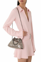 Falabella Cracked Metallic Drawstring Crossbody Bag