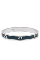 Pegged C Enamel Hinged Bangle Bracelet