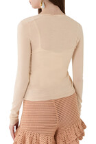 Scoop-Neck Fitted Cardigan in Superfine Wool Knit
