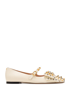 Mary-Jane Bowow Studded Ballerinas