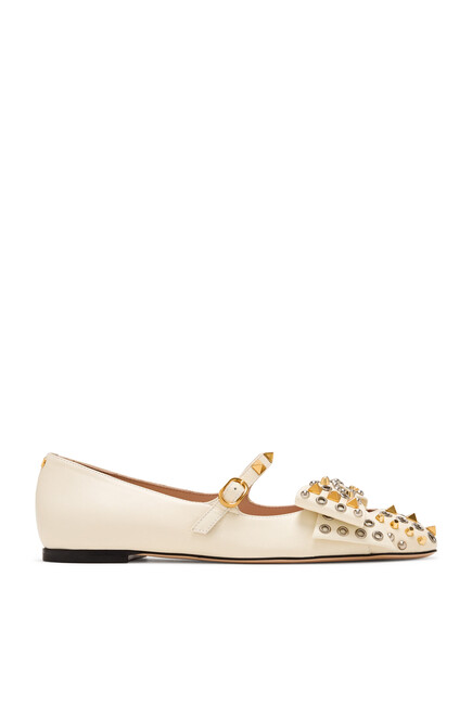 Mary-Jane Bowow Studded Ballerinas