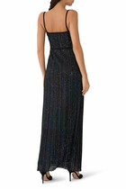  Sleeveless Long Dress with Lamé Stripes