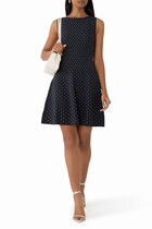 Boat Neck Flared Skirt Dress