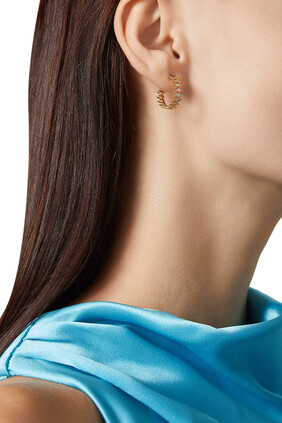 Barq Marquise Small Hoop Earrings, 18k Yellow Gold & Diamonds