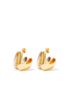 MIXED METAL DOUBLE HOOP EARRING:Multi Colour:One Size
