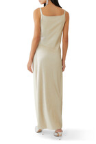 Button Embellished Ruched Maxi Dress