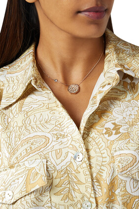 Classic Turath Medium Necklace, 18k Rose Gold, Mother of Pearl & Diamonds