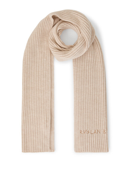 Monogram-Embroidered Wool Scarf