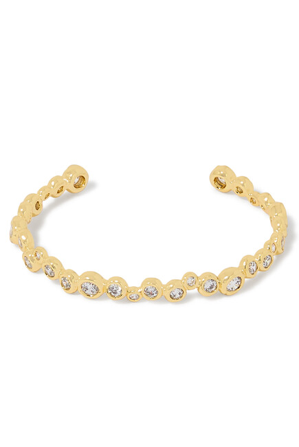Asterales Skinny Cuff Bracelet,  14k Gold Plated Brass & Cubic Zirconia