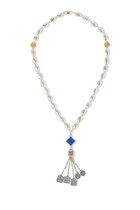 Tassel Rosary Necklace, Sterling Silver &  Lapis Lazuli