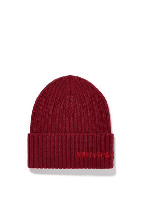 Monogram-Embroidered Wool Beanie