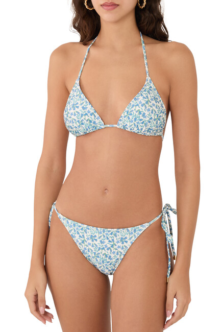 Printed String Triangle Bikini Top