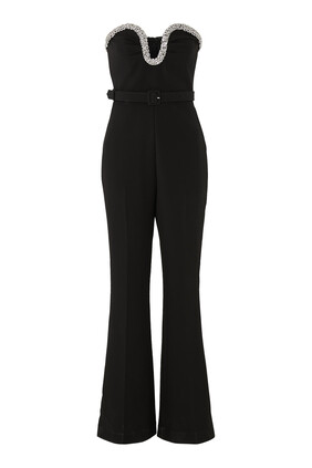 Strapless Embellished Crepe Jumpsuit