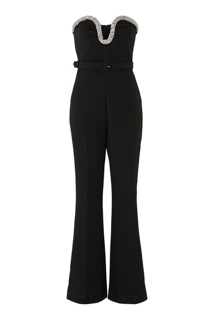 Strapless Embellished Crepe Jumpsuit