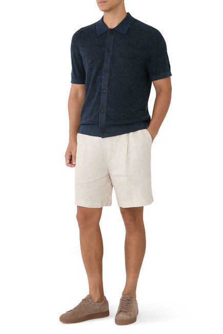 Short-Sleeve Button-Up Shirt in Pacific Linen