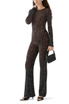 Partialized Knit Sequinned Flared Pants