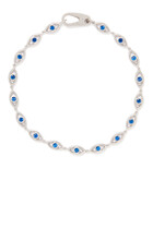 Evil Eye Bracelet, Sterling Silver with Rhodium Plating & Spinels