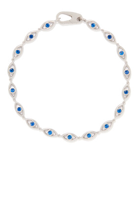 Evil Eye Bracelet, Sterling Silver with Rhodium Plating & Spinels