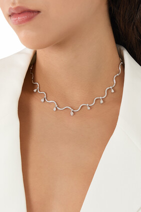 Wave Choker,  18k White Gold & Diamonds