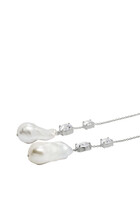 Drop Earrings, Recycled Sterling Silver Plated in Rhodium & Cubic Zirconia