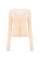 Scoop-Neck Fitted Cardigan in Superfine Wool Knit