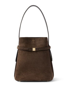 Belted Suede Bucket Bag