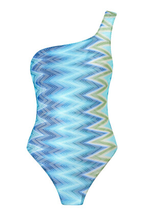 Faded Stripes One-Shoulder Swimsuit