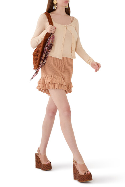  Ruffled Mini Shorts in Crochet Knit