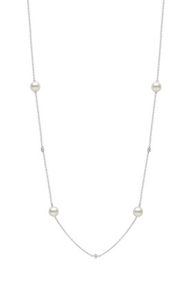 Classic Necklace, 18K White Gold & Pearl