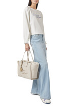 Medium Shopper Bag with All-Over Monogram Print
