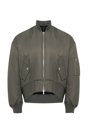 Oversized Curved Hem Bomber Jacket