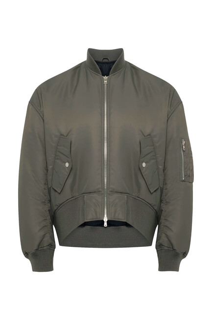 Oversized Curved Hem Bomber Jacket