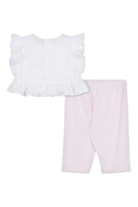 Kids Teddy Ruffle Detail Top & Trousers Set