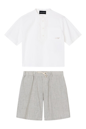 Kids  Linen-Blend Bermuda Shorts and Shirt Set