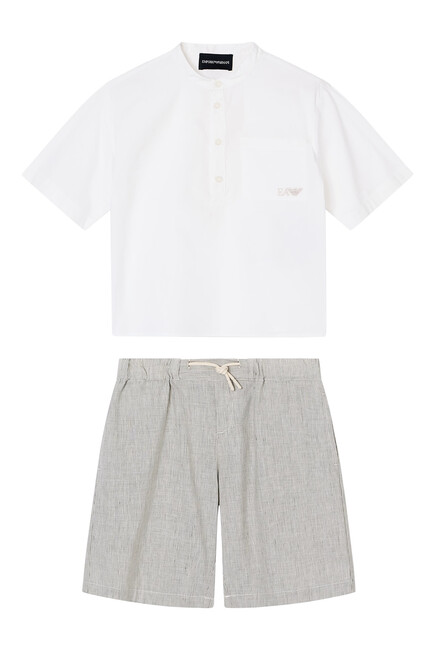 Kids  Linen-Blend Bermuda Shorts and Shirt Set