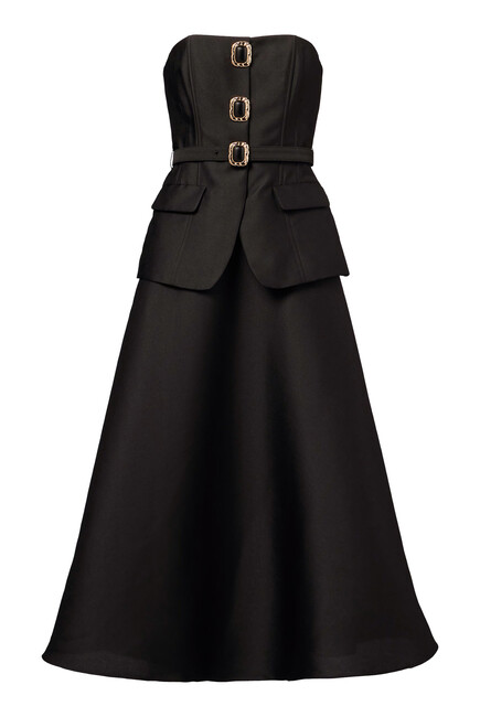 Taffeta Bandeau Midi Dress