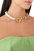 Who's in Charge? Necklace, 14K Yellow Gold Plated Brass & Pearls