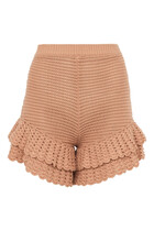  Ruffled Mini Shorts in Crochet Knit