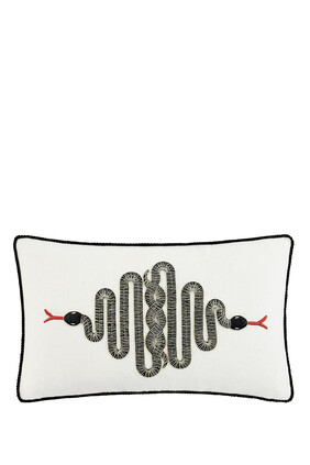 Snake Embroidered Pillow