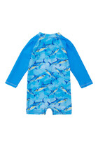 Kids Jawsome Waves Long Sleeve Sunsuit