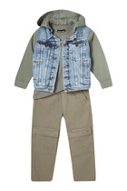 Kids Micro Eagle Embroidered Cotton T-Shirt