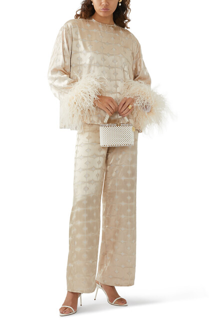 Feather Trim Cuffs Top