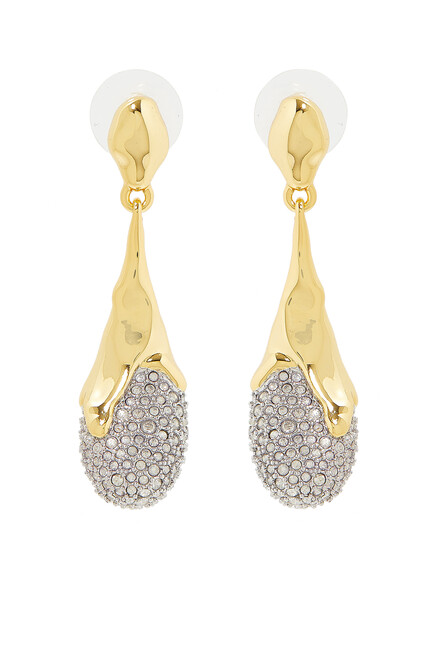 Solanales Teardrop Earrings, 14k Gold-Plated Brass & Crystals