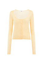 Scoop-Neck Fitted Cardigan in Superfine Wool Knit