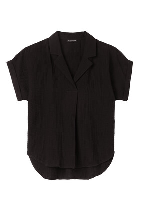 Organic Cotton Lofty Gauze Notch Collar Top