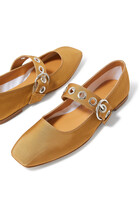 Uma Embellished Grosgrain Mary Jane Ballet Flats