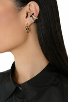 Two-Tone Round Ear Cuff,  Silver-Plated Stainless Steel & Zirconium Oxides