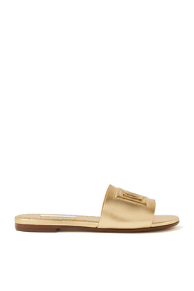 Kids DG Logo Leather Slides